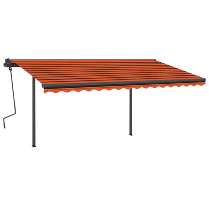 Tenda Retrattile Automatica con Pali 4,5x3,5 m Arancio Marrone