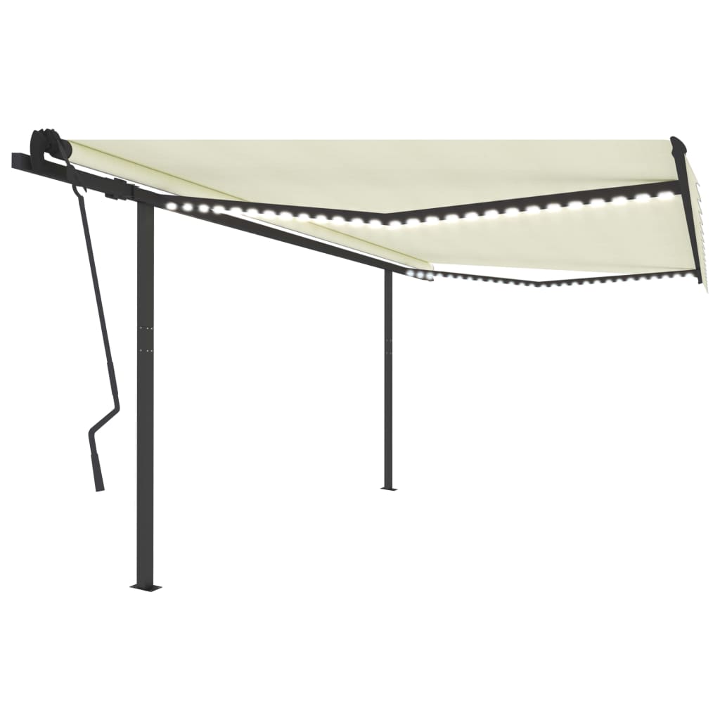Tenda Automatica con Sensore Vento e LED 4,5x3,5 m Crema
