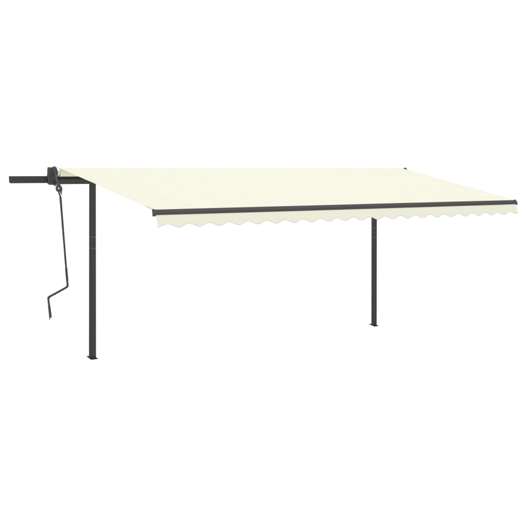 Tenda da Sole Retrattile Manuale con Pali 5x3,5 m Crema