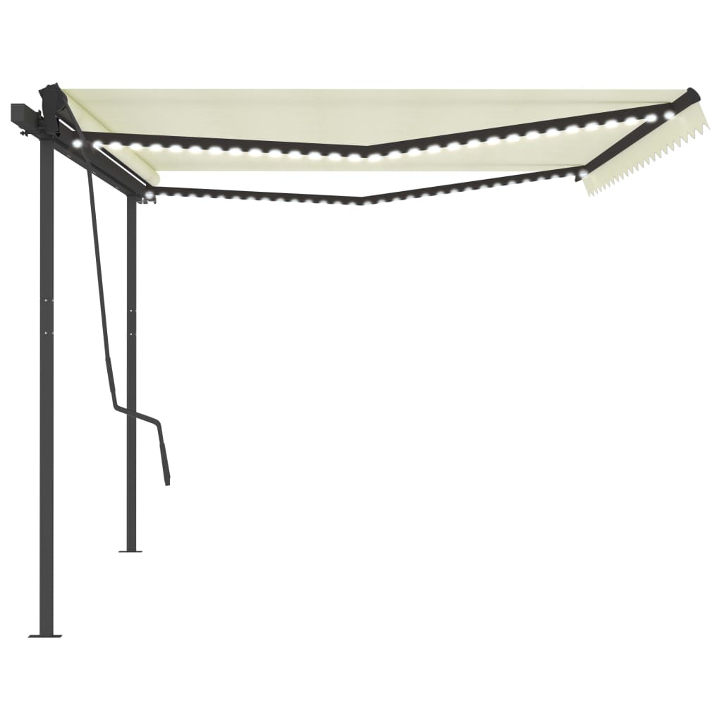 Tenda da Sole Retrattile Manuale con LED 5x3,5 m Crema