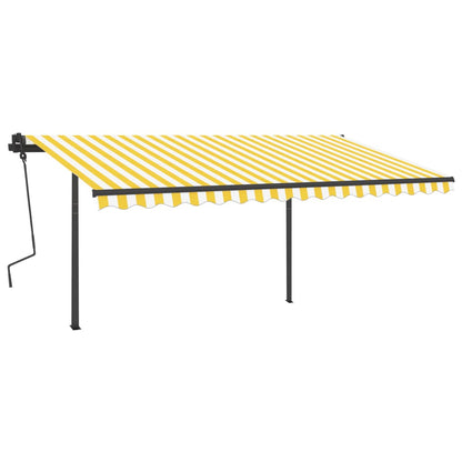 Tenda da Sole Retrattile Manuale con LED 5x3,5 m Gialla Bianca