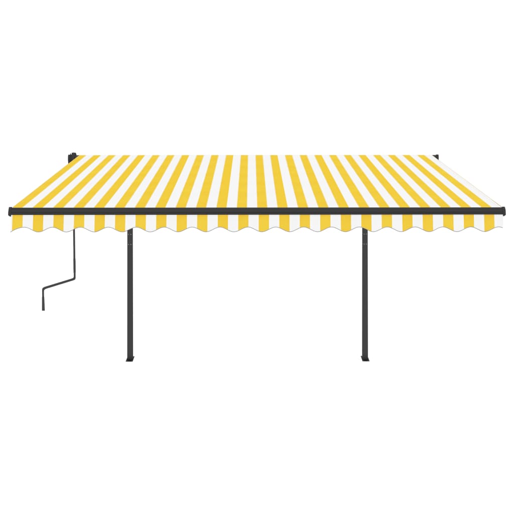 Tenda da Sole Retrattile Manuale con LED 5x3,5 m Gialla Bianca