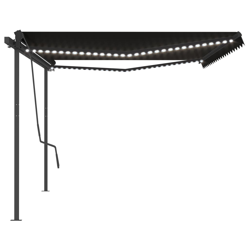 Tenda da Sole Retrattile Manuale con LED 5x3,5 m Antracite