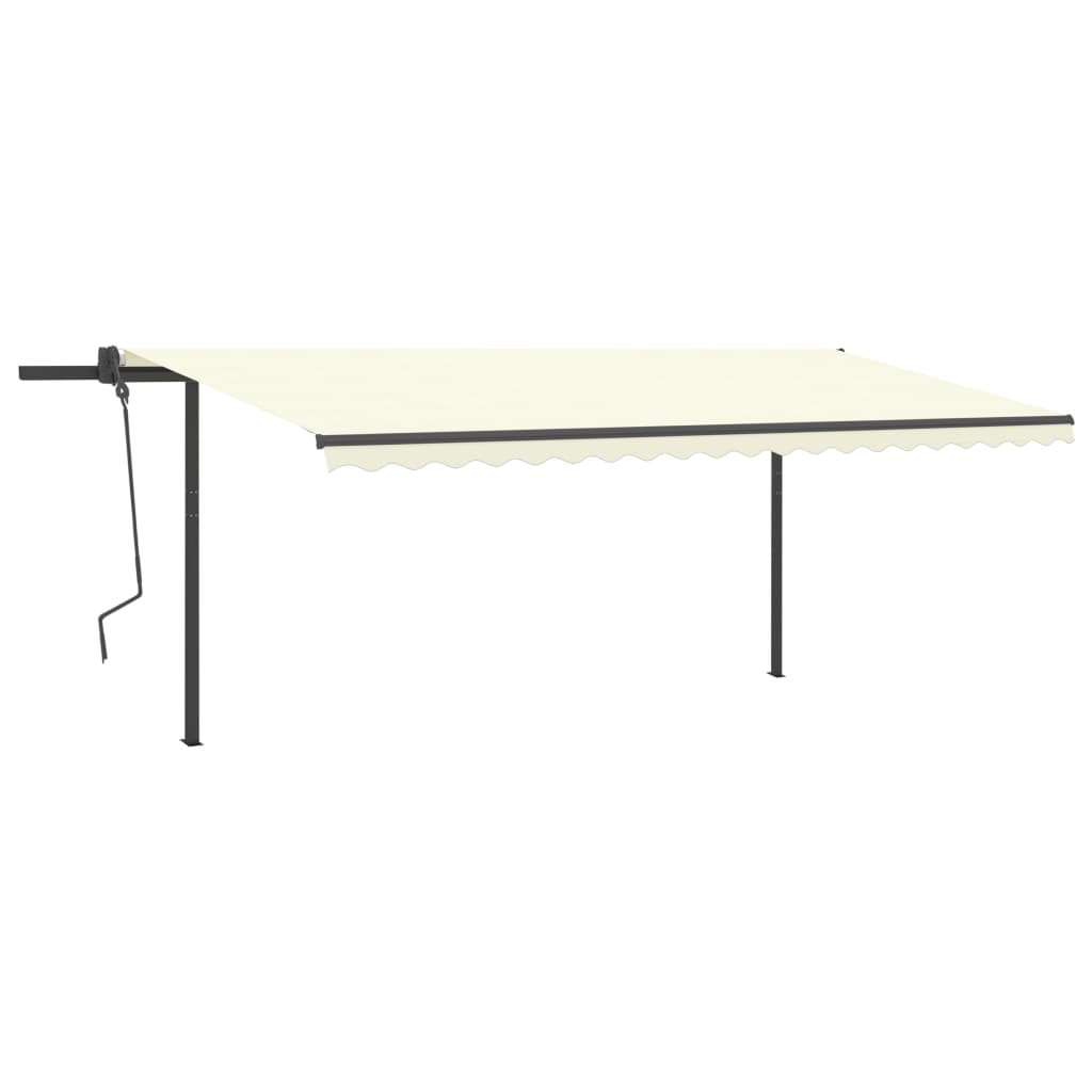Tenda da Sole Retrattile Automatica con Pali 5x3,5 m Crema