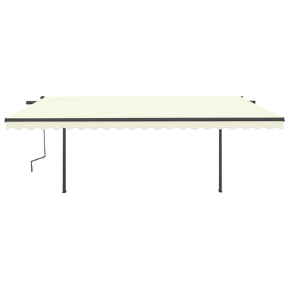 Tenda da Sole Retrattile Automatica con Pali 5x3,5 m Crema