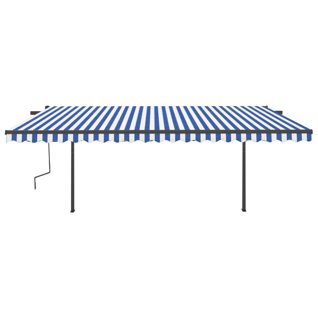Tenda Automatica con Sensore Vento e LED 5x3,5 m Blu e Bianca