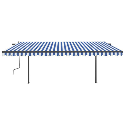 Tenda Automatica con Sensore Vento e LED 5x3,5 m Blu e Bianca