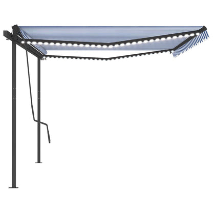 Tenda Automatica con Sensore Vento e LED 5x3,5 m Blu e Bianca