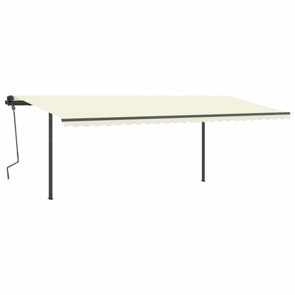 Tenda da Sole Retrattile Manuale con Pali 6x3,5 m Crema