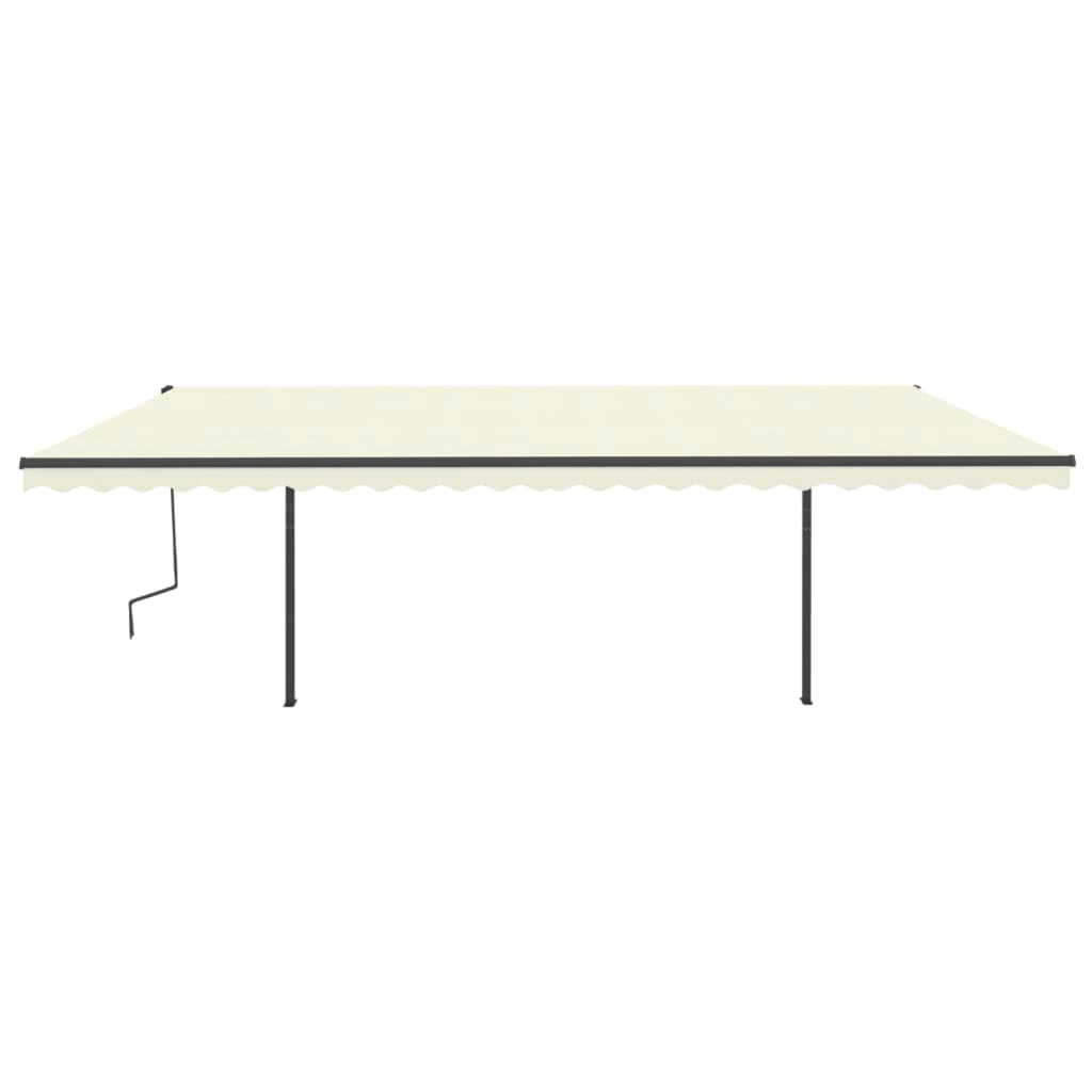 Tenda da Sole Retrattile Manuale con Pali 6x3,5 m Crema