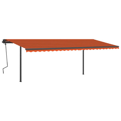 Tenda Retrattile Manuale con Pali 6x3,5 m Arancione e Marrone