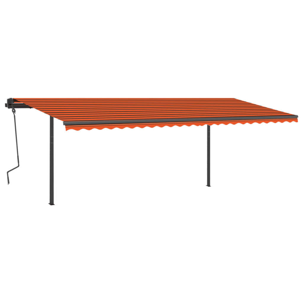 Tenda Retrattile Manuale con LED 6x3,5 m Arancione e Marrone
