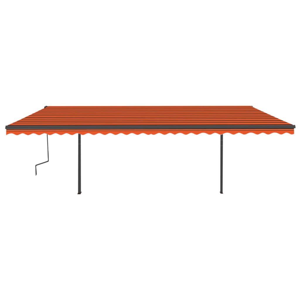Tenda Retrattile Manuale con LED 6x3,5 m Arancione e Marrone
