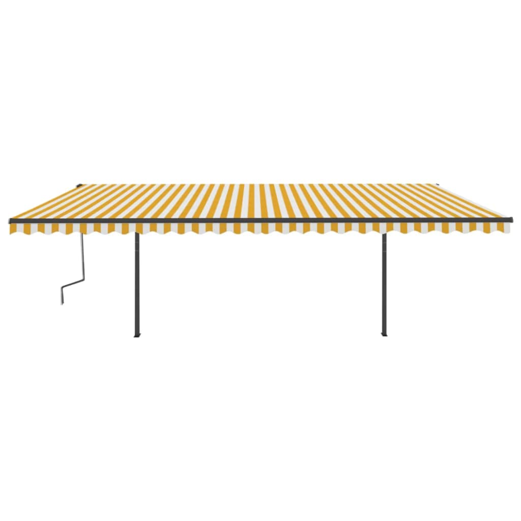Tenda Retrattile Automatica con Pali 6x3,5 m Gialla e Bianca