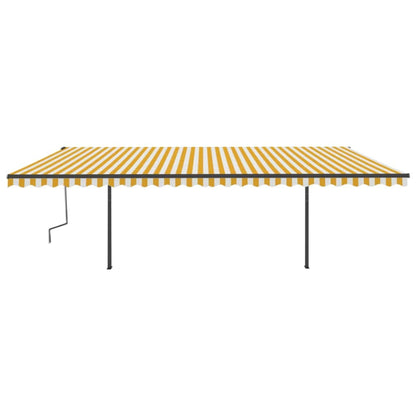 Tenda Retrattile Automatica con Pali 6x3,5 m Gialla e Bianca