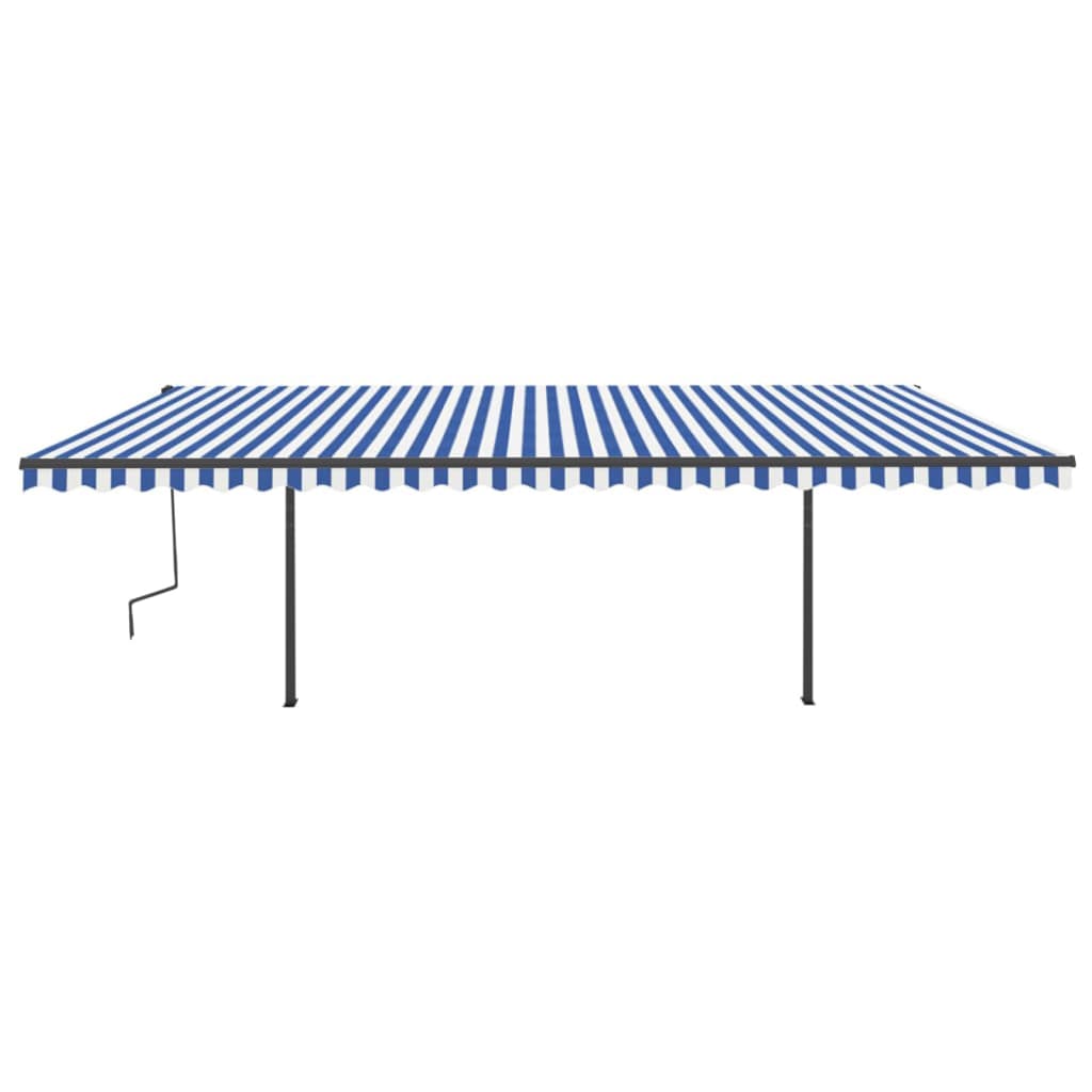 Tenda Automatica con Sensore Vento e LED 6x3,5 m Blu Bianca