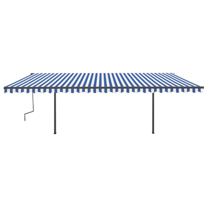 Tenda Automatica con Sensore Vento e LED 6x3,5 m Blu Bianca