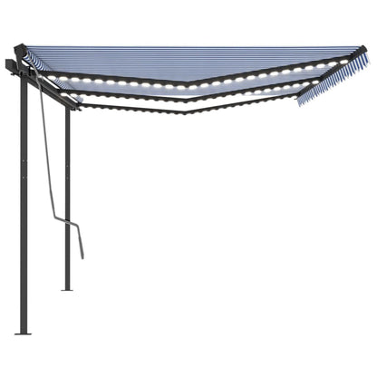 Tenda Automatica con Sensore Vento e LED 6x3,5 m Blu Bianca