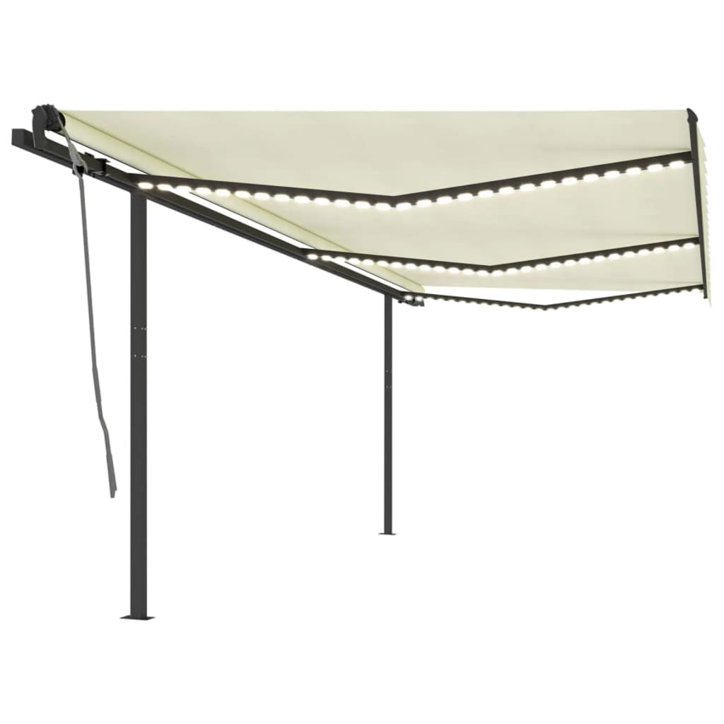 Tenda da Sole Automatica con Sensore Vento e LED 6x3,5 m Crema