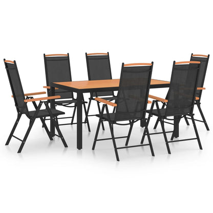Set Mobili da Pranzo da Giardino 7 pz in Alluminio Nero