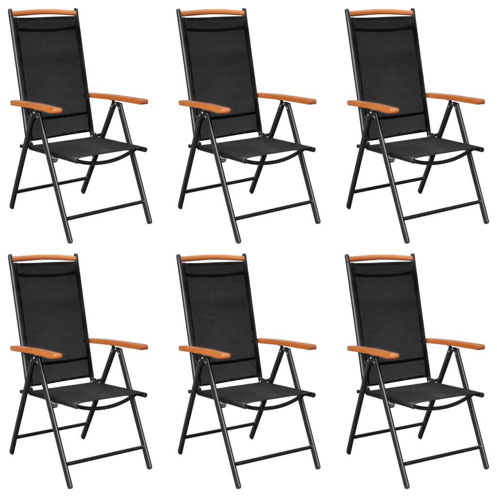 Set Mobili da Pranzo da Giardino 7 pz in Alluminio Nero