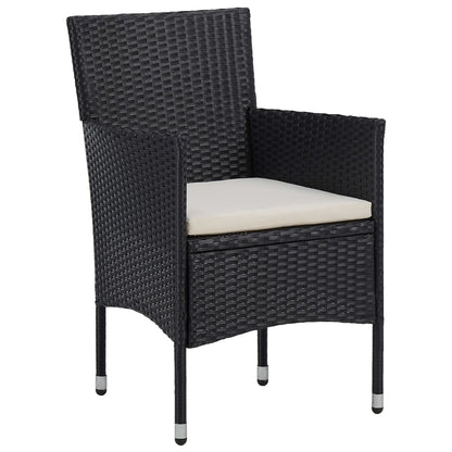 Set da Pranzo per Giardino 7 pz con Cuscini in Polyrattan Nero