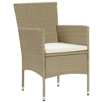 Set da Pranzo per Giardino 7 pz con Cuscini in Polyrattan Beige