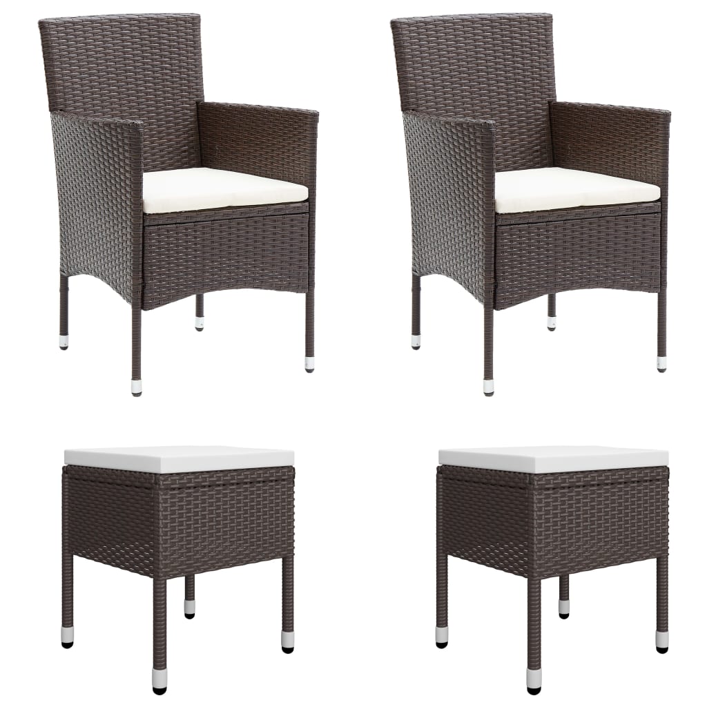Set da Pranzo per Giardino 7 pz con Cuscini Polyrattan Marrone