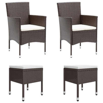 Set da Pranzo per Giardino 7 pz con Cuscini Polyrattan Marrone