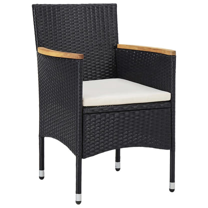 Set da Pranzo per Giardino 7 pz con Cuscini in Polyrattan Nero