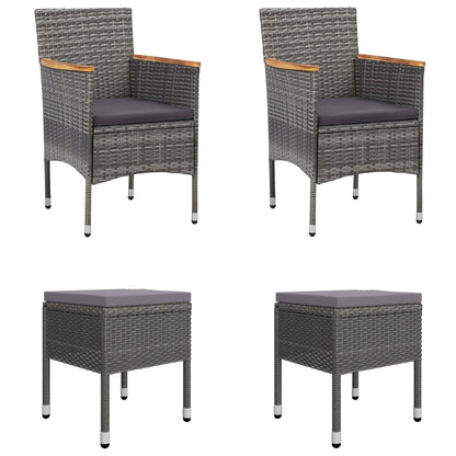 Set da Pranzo per Giardino 7 pz con Cuscini Polyrattan Grigio