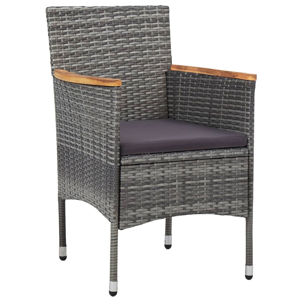Set da Pranzo per Giardino 7 pz con Cuscini Polyrattan Grigio