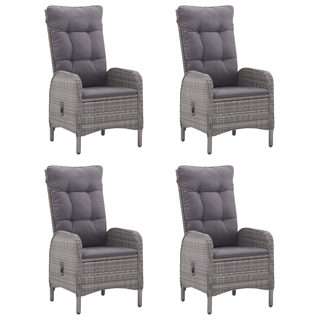 Set da Pranzo per Giardino 5 pz con Cuscini Polyrattan Grigio