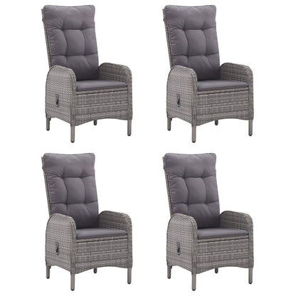 Set da Pranzo per Giardino 5 pz con Cuscini Polyrattan Grigio
