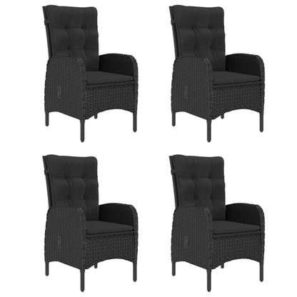 Set da Pranzo per Giardino 5 pz con Cuscini in Polyrattan Nero