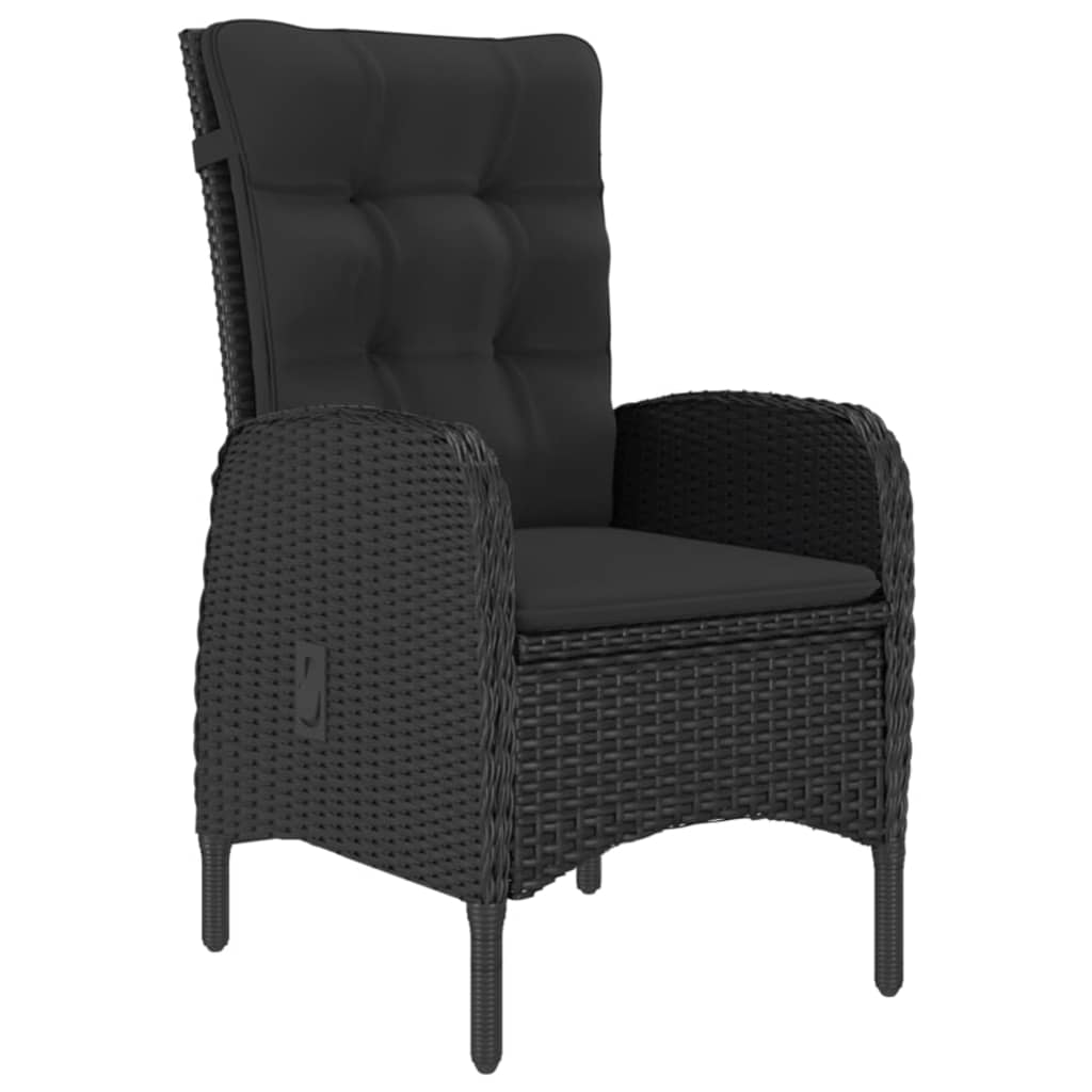 Set da Pranzo per Giardino 5 pz con Cuscini in Polyrattan Nero