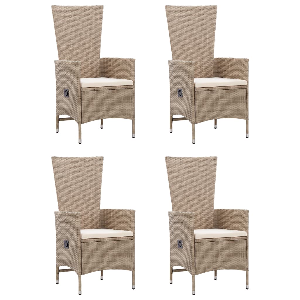 Set da Pranzo per Giardino 5 pz con Cuscini in Polyrattan Beige