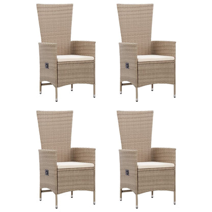 Set da Pranzo per Giardino 5 pz con Cuscini in Polyrattan Beige