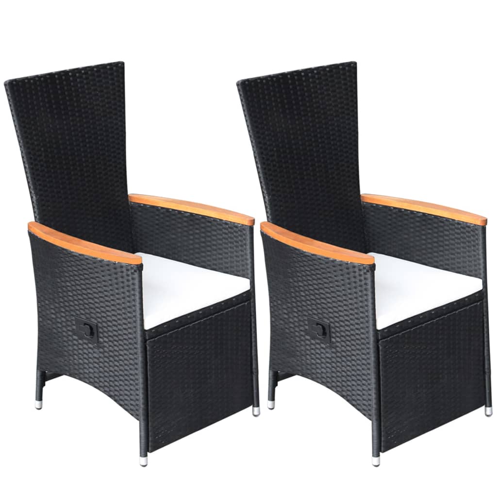 Se da Pranzo per Giardino 5 pz con Cuscini in Polyrattan Nero