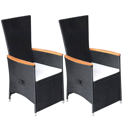 Se da Pranzo per Giardino 5 pz con Cuscini in Polyrattan Nero