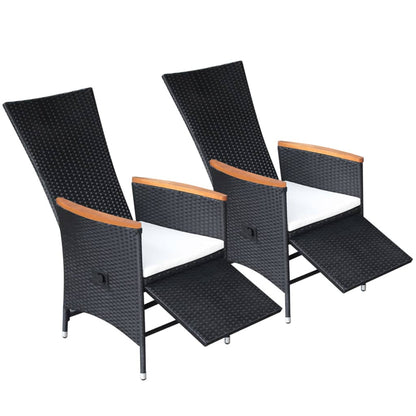 Se da Pranzo per Giardino 5 pz con Cuscini in Polyrattan Nero