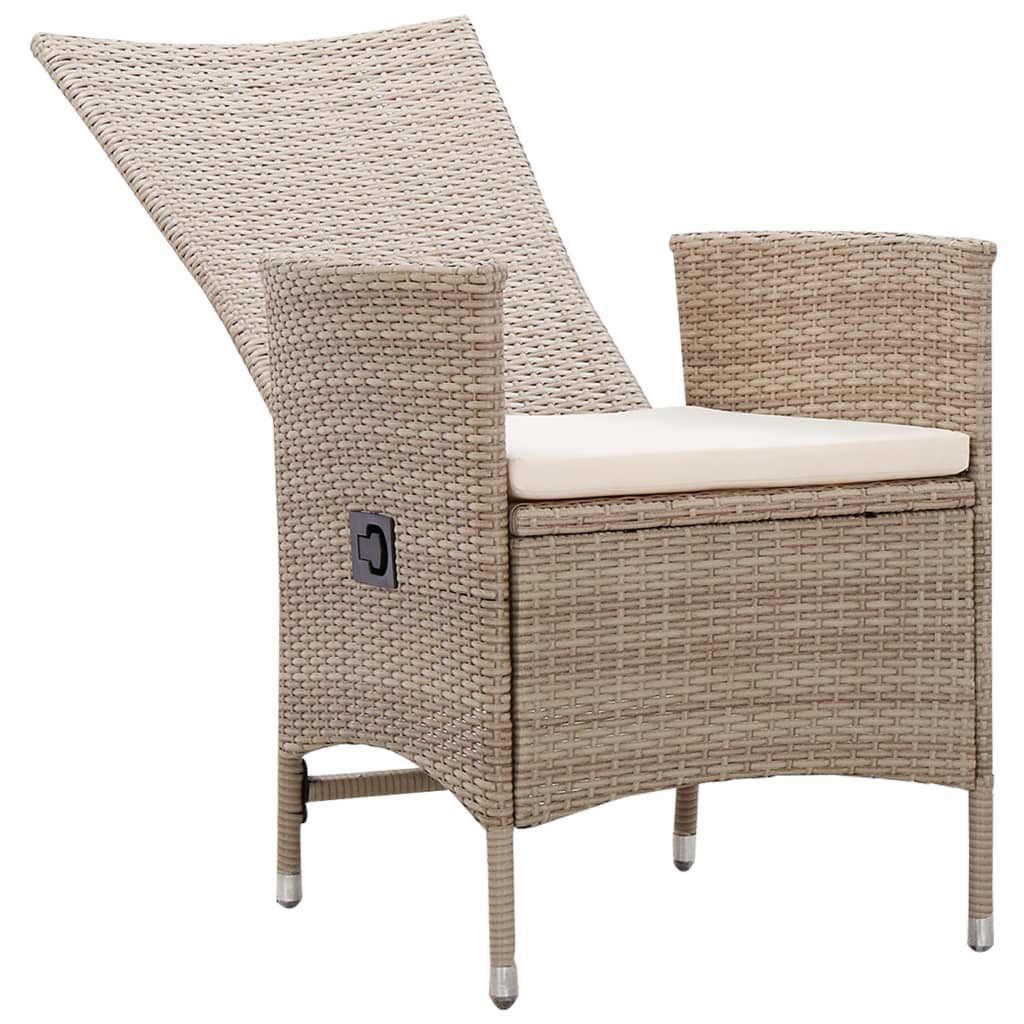 Set da Pranzo per Giardino 5 pz con Cuscini in Polyrattan Beige