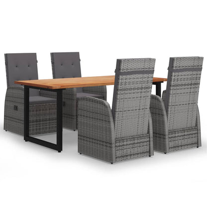Set da Pranzo per Giardino 5 pz con Cuscini Polyrattan Grigio