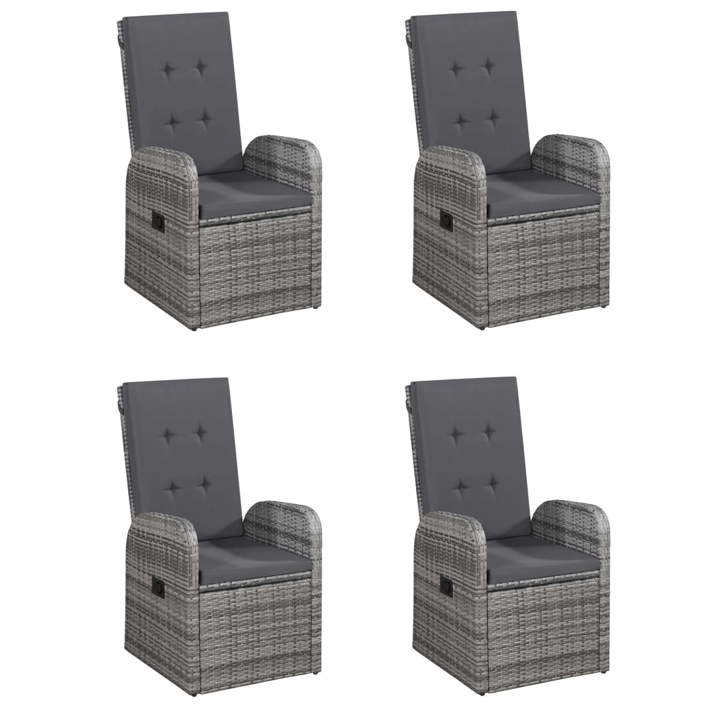 Set da Pranzo per Giardino 5 pz con Cuscini Polyrattan Grigio