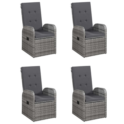 Set da Pranzo per Giardino 5 pz con Cuscini Polyrattan Grigio