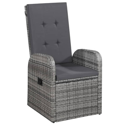 Set da Pranzo per Giardino 5 pz con Cuscini Polyrattan Grigio