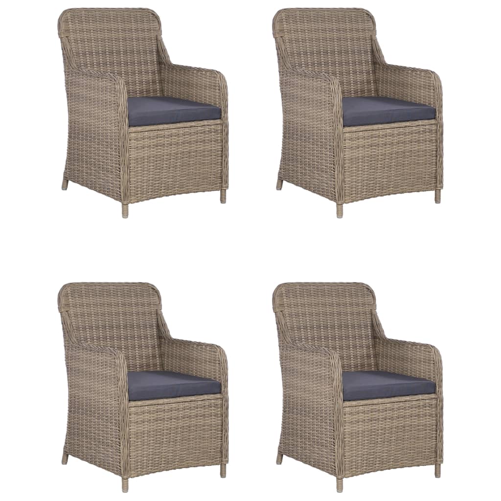 Set da Pranzo per Giardino 5 pz con Cuscini Polyrattan Marrone