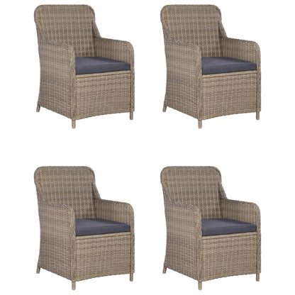 Set da Pranzo per Giardino 5 pz con Cuscini Polyrattan Marrone