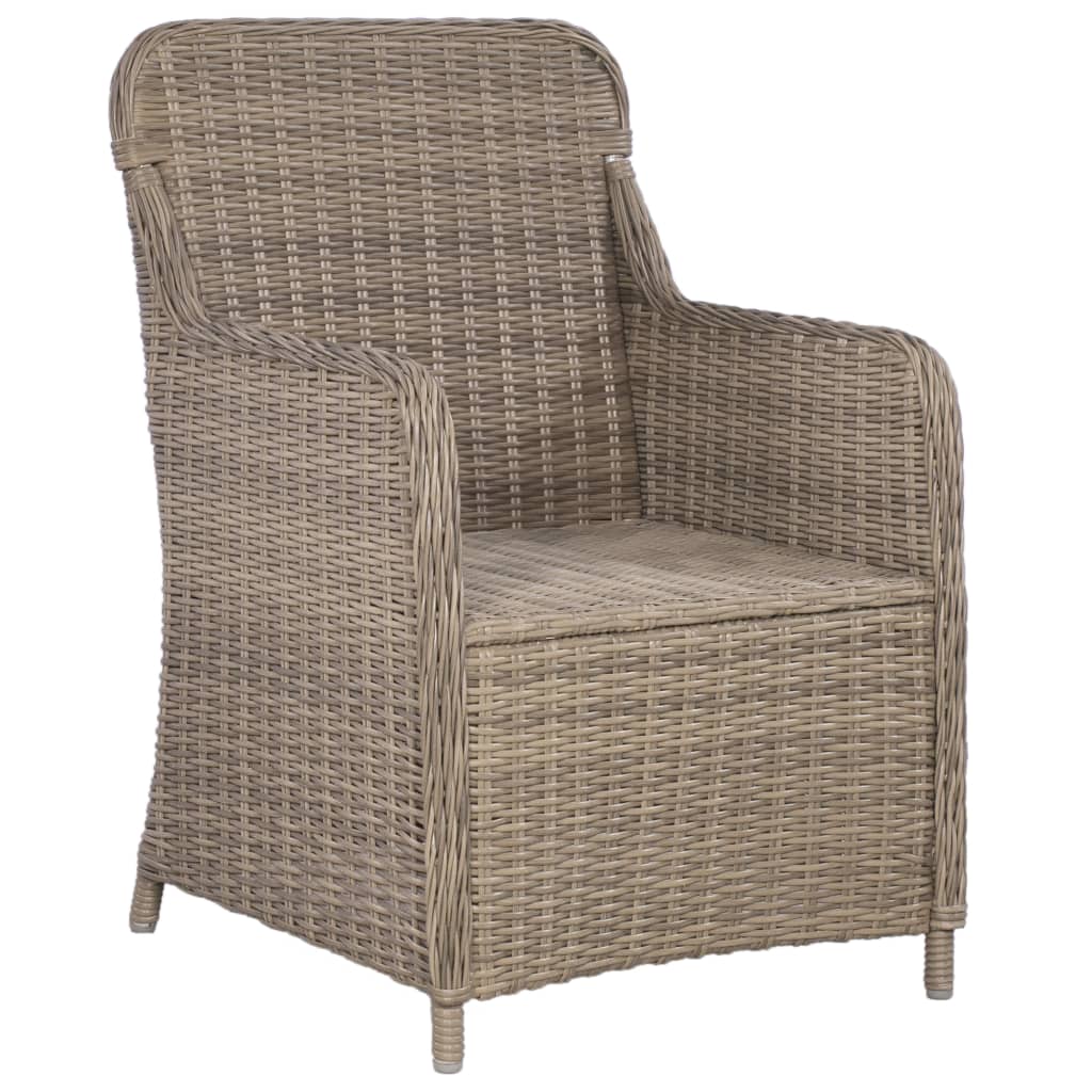 Set da Pranzo per Giardino 5 pz con Cuscini Polyrattan Marrone