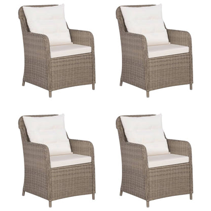 Set da Pranzo per Giardino 5 pz con Cuscini Polyrattan Marrone